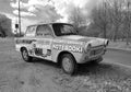 Old scrap plastic cheap car Trabant 601 parked Royalty Free Stock Photo