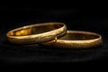 Old, scratched, gold wedding rings