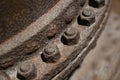 Old screws and bolts closeup - rusty and eroded -