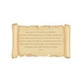 Old scroll with Bible text. Parchment realistic. Vintage blank paper scroll isolated on white background Royalty Free Stock Photo