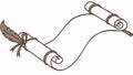 Old Scroll with Feather Pen, Vintage Document Design, vector design Generative AI Royalty Free Stock Photo
