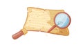 Old Scroll with Magnifying Glass: Uncovering Ancient Secrets, vector design Generative AI Royalty Free Stock Photo