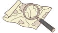 Old Scroll Map and Magnifying Glass, Exploration and Secrets, vector design Generative AI Royalty Free Stock Photo