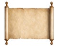 Old scroll parchment with wooden handles isolated 3d illustration