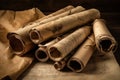 Old scrolls. Generate Ai Royalty Free Stock Photo