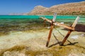 Old sea bridge. Balos Bay Greece. Royalty Free Stock Photo