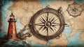 explorer, travel and nautical theme grunge background. Retro style Royalty Free Stock Photo