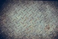 Old Seamless steel diamond plate texture, black and white rusty Royalty Free Stock Photo