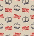Old Seamless Texture of Crown of Queen. Retro Background