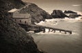 The old Lifeboat Station, Lizard Point, Cornwall, UK in sepia