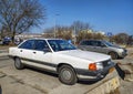 Old sedan car Audi 100 right side view parked