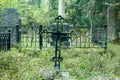 Old semetery in Finland with grave crosses and stones