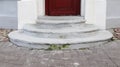 Old semi-circular steps on the street to the pharmacy Royalty Free Stock Photo