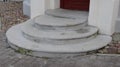 Old semi-circular steps on the street to the pharmacy Royalty Free Stock Photo