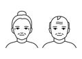 Old senior age of woman and man, line icon. Elderly people. Elderly married couple, family. Vector illustration