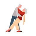 Old senior couple people dancing tango together, romance, leisure of grandma and grandpa