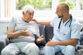 Old Senior Home Care Patient With Nurse