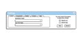Old setting for computer in blue color. Retro user interface with options.