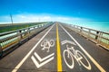 Old Seven Mile Bridge bicycle lane in Marathon, Florida Keys Royalty Free Stock Photo