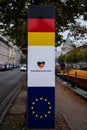 Old sewer in Potsdam Yorckstrasse is prepared and decorated for the 30th anniversary of the reunification of Germany