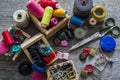 Old sewing accessories and tools Royalty Free Stock Photo