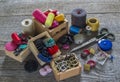Old sewing accessories and tools Royalty Free Stock Photo