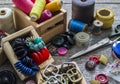 Old sewing accessories and tools Royalty Free Stock Photo