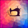 Old sewing machine on hipster background made of triangles with