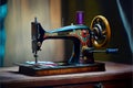 Old sewing machines illustration acryl painting. AI generated Royalty Free Stock Photo