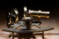 old sextant, spyglass, circle and compass