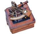 Old sextant on a white