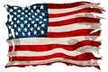 An old, shabby American flag. Detailed realistic illustration