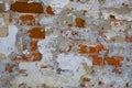 Old shabby brick wall of the monastery close-up Royalty Free Stock Photo