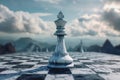 Old shabby chess piece of white king. Generative AI Royalty Free Stock Photo