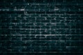 Old shabby dark turquoise brick wall texture - grunge background Royalty Free Stock Photo