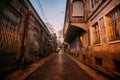 Old shabby houses in the slum district at Tbilisi at night Royalty Free Stock Photo