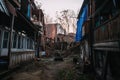 Old shabby houses in the slum district of Tbilisi Royalty Free Stock Photo