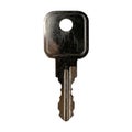 old shabby silver door lock key on a white isolated background Royalty Free Stock Photo