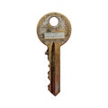 old shabby silver door lock key on a white isolated background Royalty Free Stock Photo