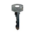 old shabby silver door lock key on a white isolated background Royalty Free Stock Photo