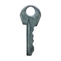 old shabby silver door lock key on a white isolated background Royalty Free Stock Photo