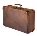 Old shabby vintage suitcase isolated on white background. Retro style Royalty Free Stock Photo