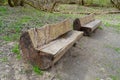 Old Wooden Tables and Benches for a BBQ Picnic Royalty Free Stock Photo