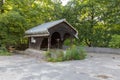 Old shabby wooden buildings in a fairy style in the Kaliningrad zoo, Russia Royalty Free Stock Photo