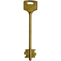 old shabby yellow golden door lock key on a white isolated background Royalty Free Stock Photo