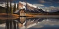 Old shack and amazing nature scenery in Banff National Park