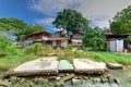 Old shack slum house near Malacca river Royalty Free Stock Photo