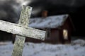 Old shack and wooden cross Royalty Free Stock Photo