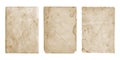 Set of vintage old stained paper sheets Royalty Free Stock Photo
