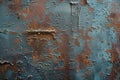 Old sheet of iron covered in rust, adorned with multicolored paint Royalty Free Stock Photo